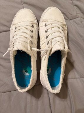 Blowfish White Frayed Canvas Sneakers